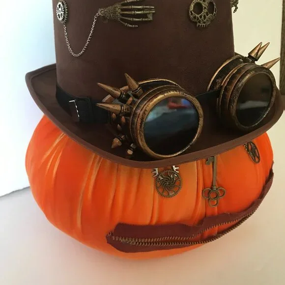 Orange Steampunk Velvet Pumpkin 🎃 - Picture 6 of 12